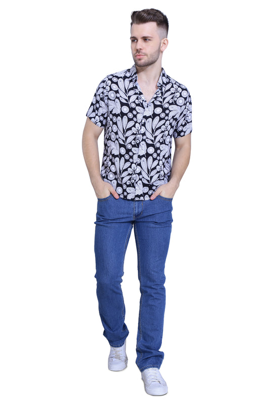 Black White Floral Shirt