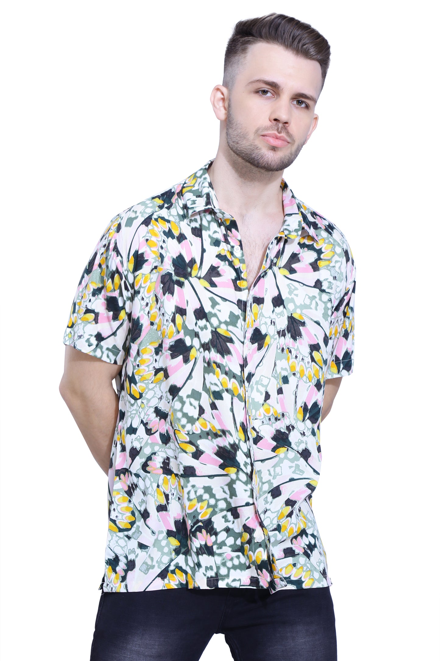 White Multicolour Abstract Shirt