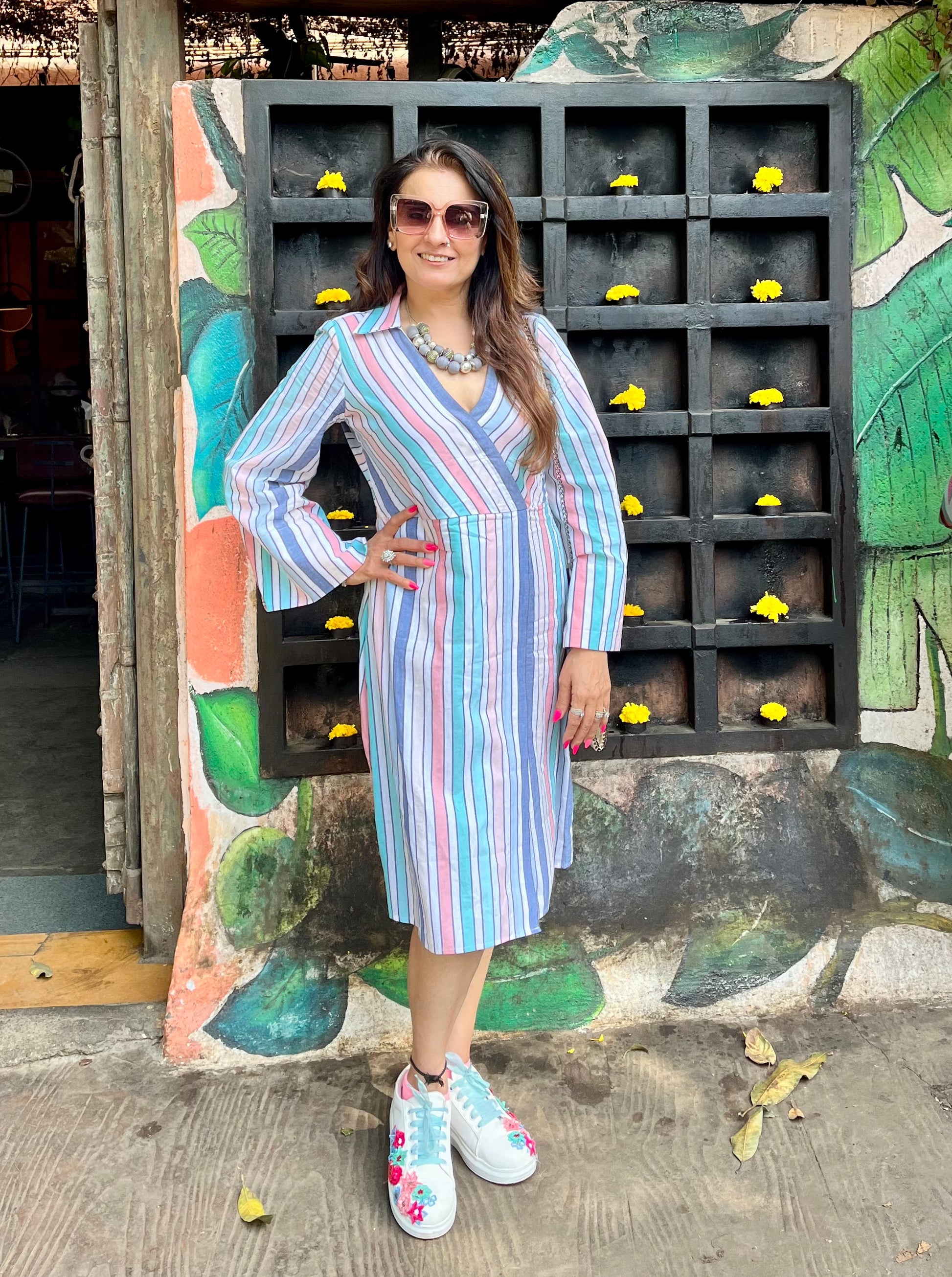 striped pastel dress Striped Strapless Dress, Vintage Pastel Dress