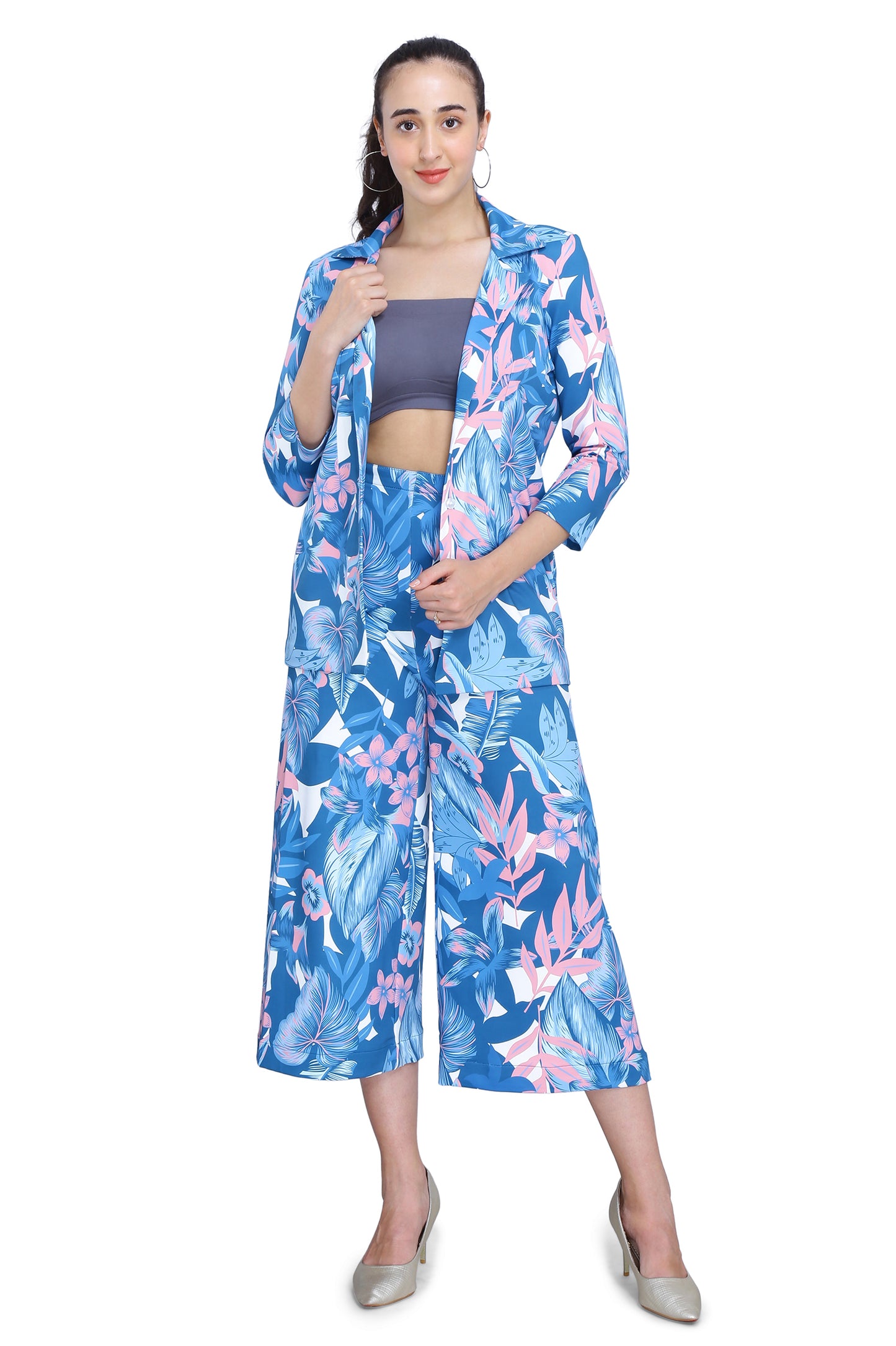 Blue Floral Printed Co-ord Set